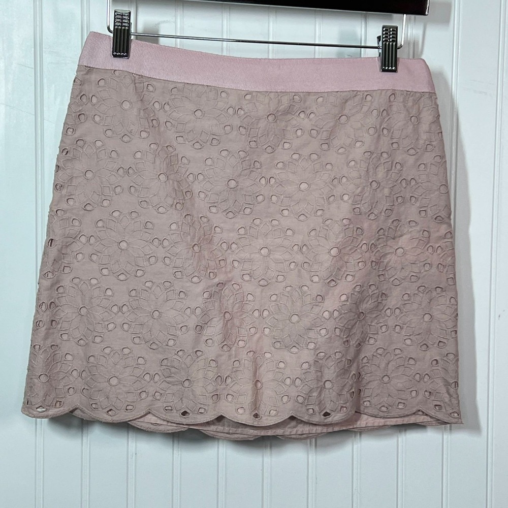 J. Crew Skirt Coquette Barbie Scalloped Mini Pink Mauve Size 2 Cotton Lined